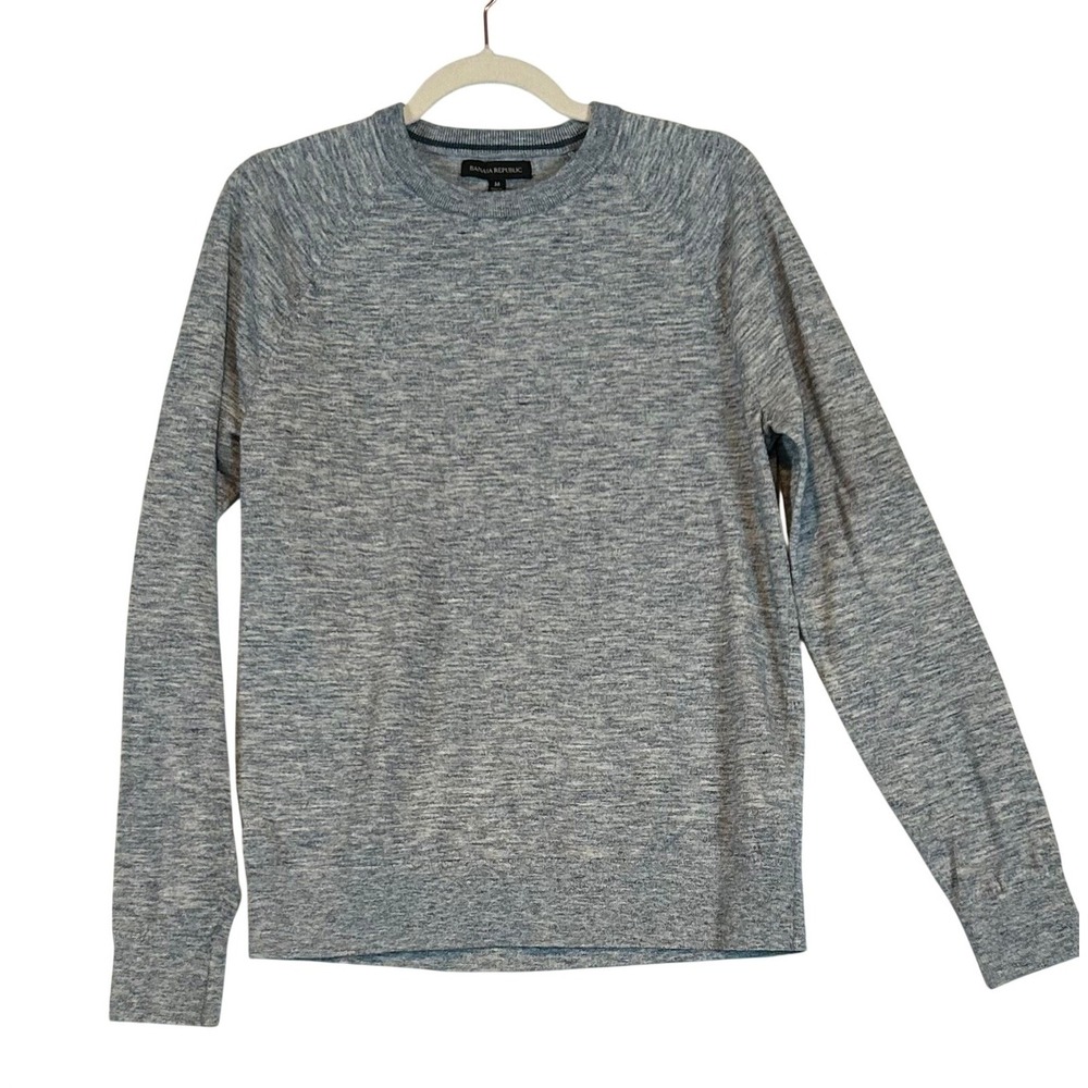 Banana Republic Heathered Blue Crewneck Long Sleeve Pullover Sweater Mens Medium
